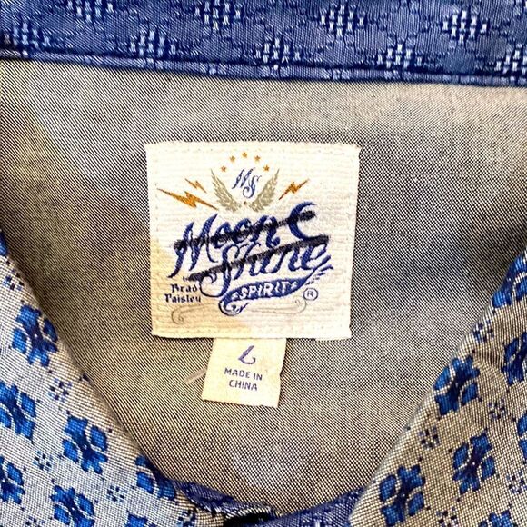 Moon shine gray blue print pockets buttons 100% cotton brand new - Picture 3 of 5